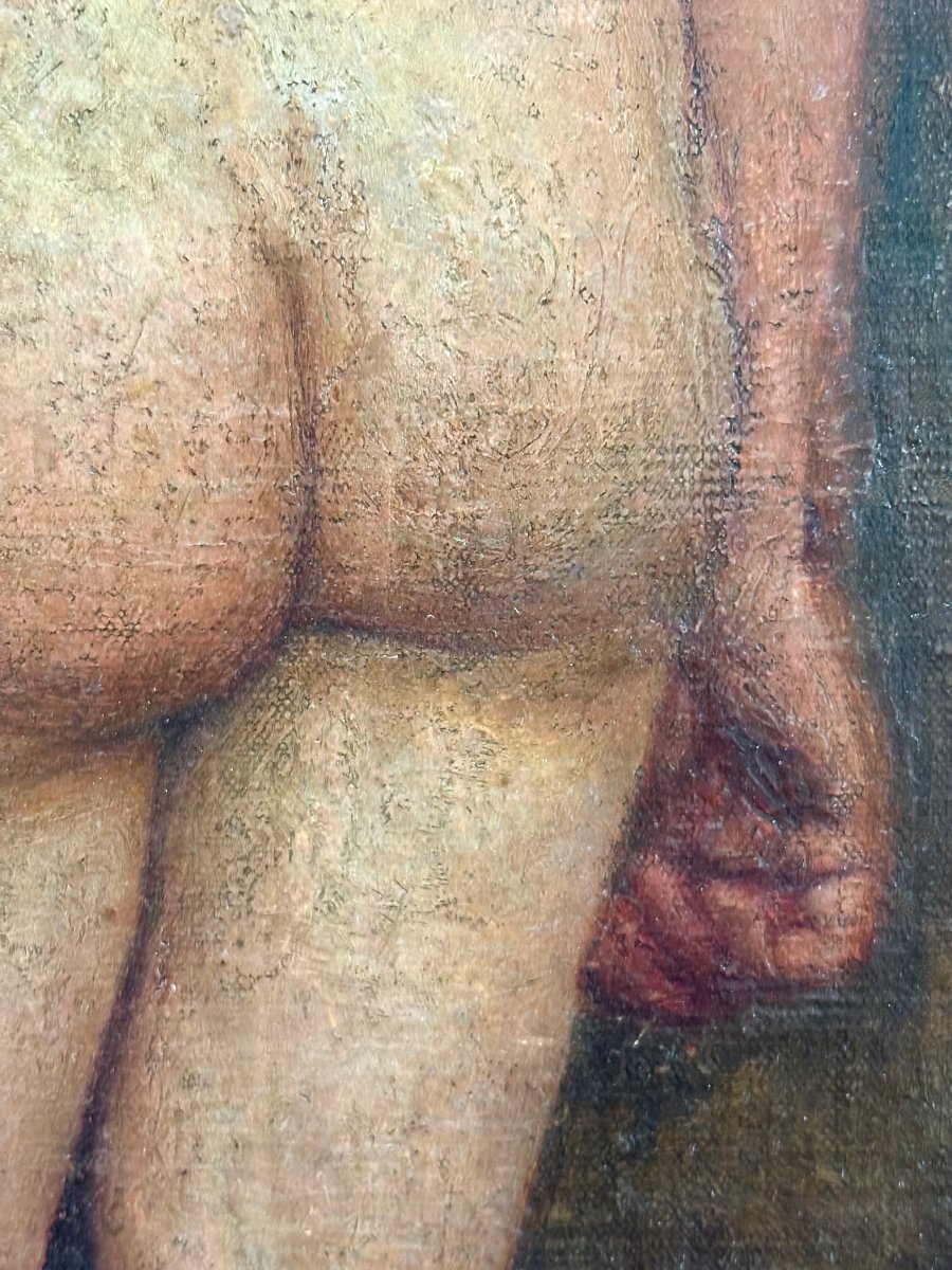 Grand Nu Masculin Académie, Huile sur Toile, fin XIXe/début XXe siècle-photo-1