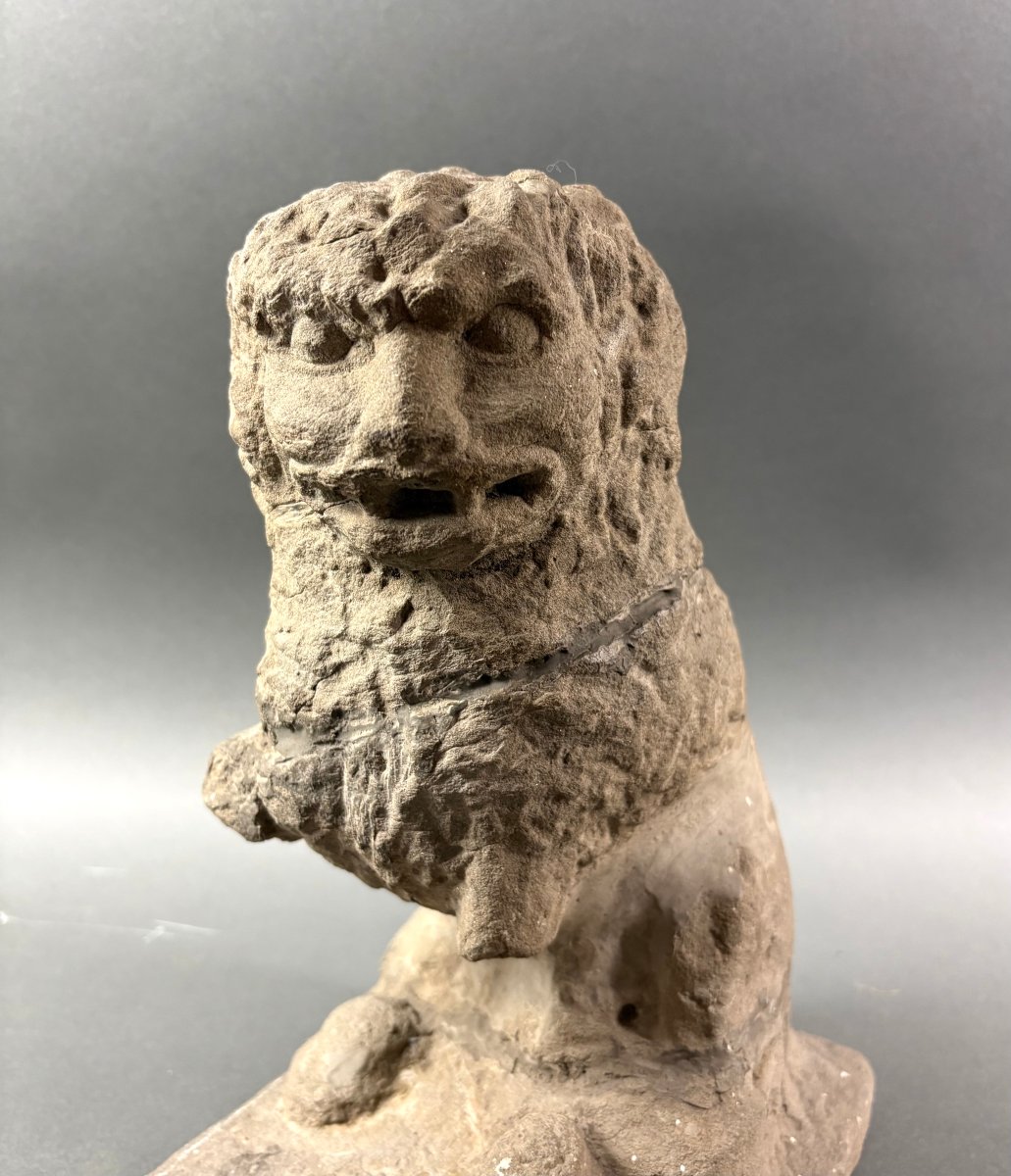 16th Sculpture In Pietra Serena Lion Marzocco Florentine School-photo-2