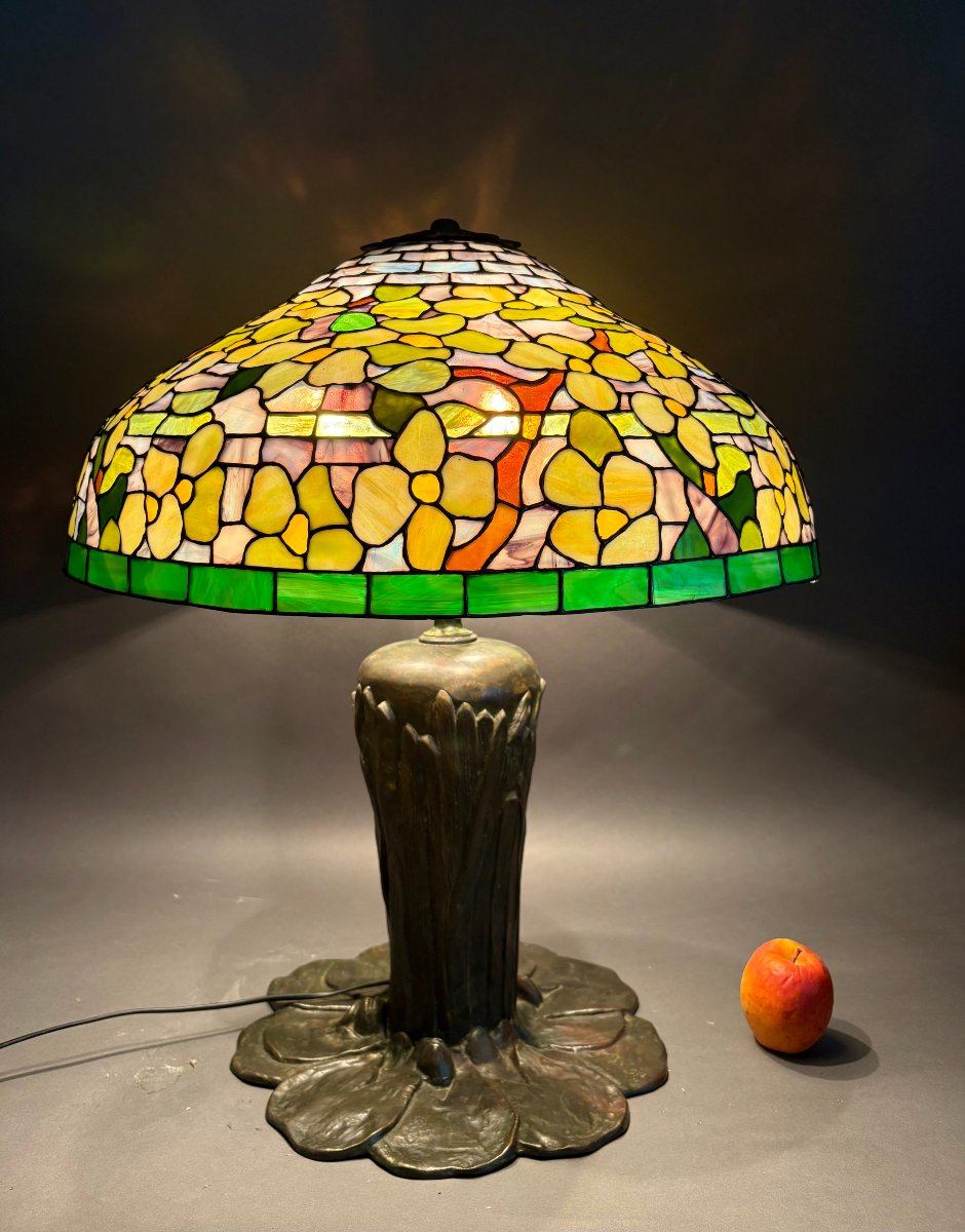 Grande Lampe style Tiffany Haut Gamme, Arts and Crafts, 1950-photo-2
