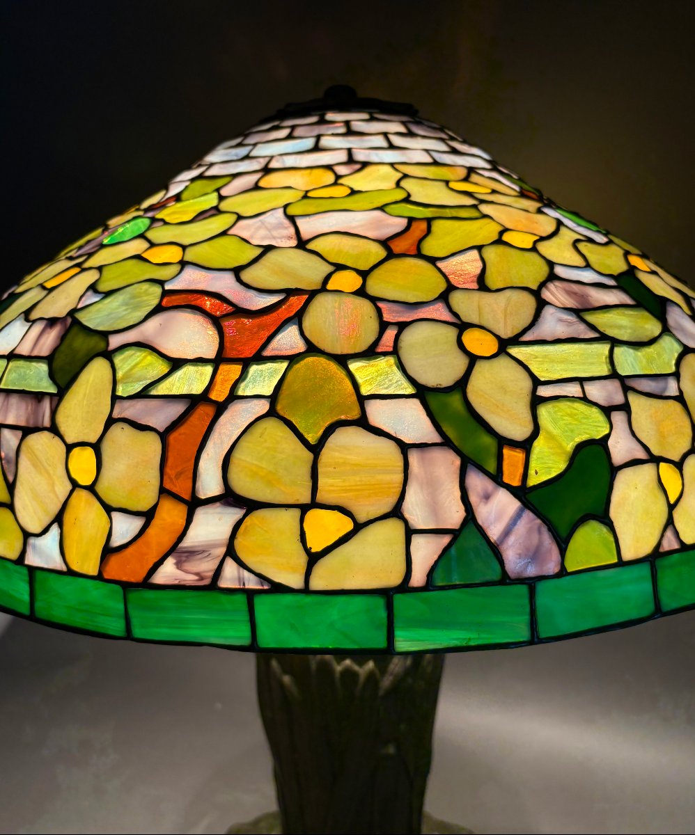 Grande Lampe style Tiffany Haut Gamme, Arts and Crafts, 1950-photo-4