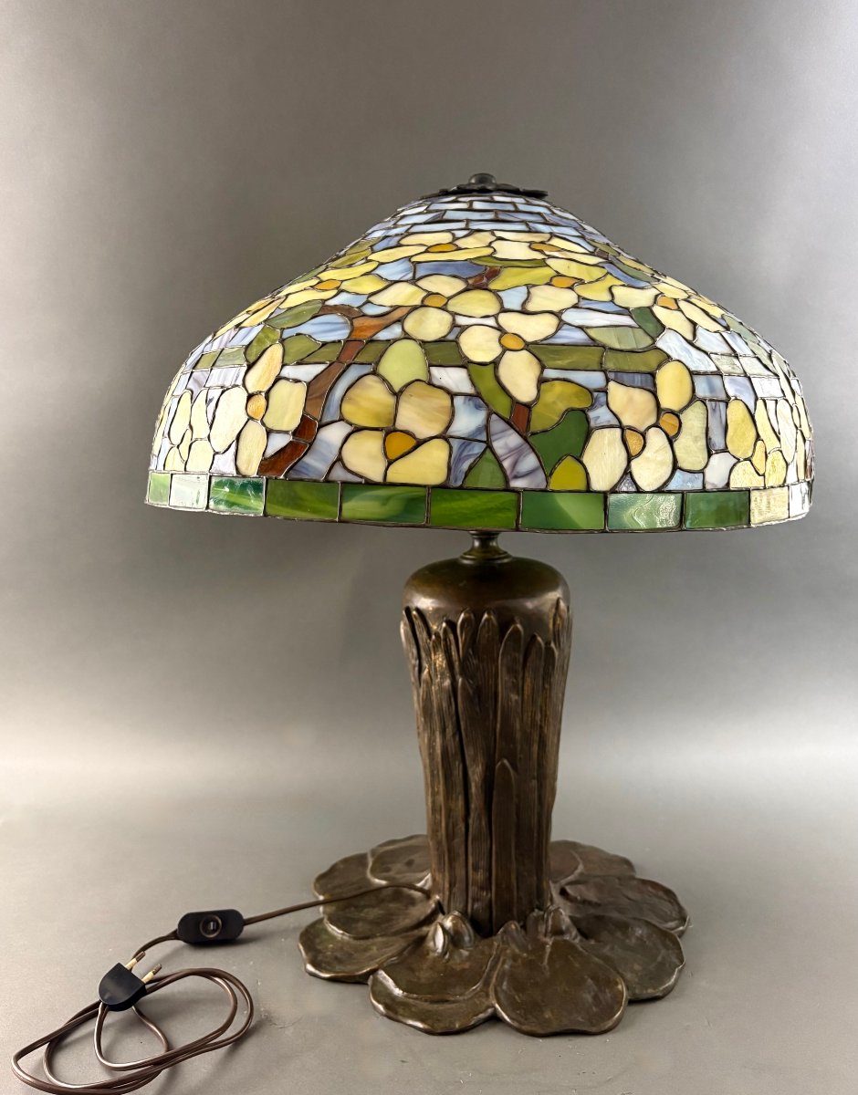 Grande Lampe style Tiffany Haut Gamme, Arts and Crafts, 1950-photo-1