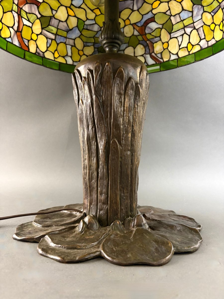 Grande Lampe style Tiffany Haut Gamme, Arts and Crafts, 1950-photo-4