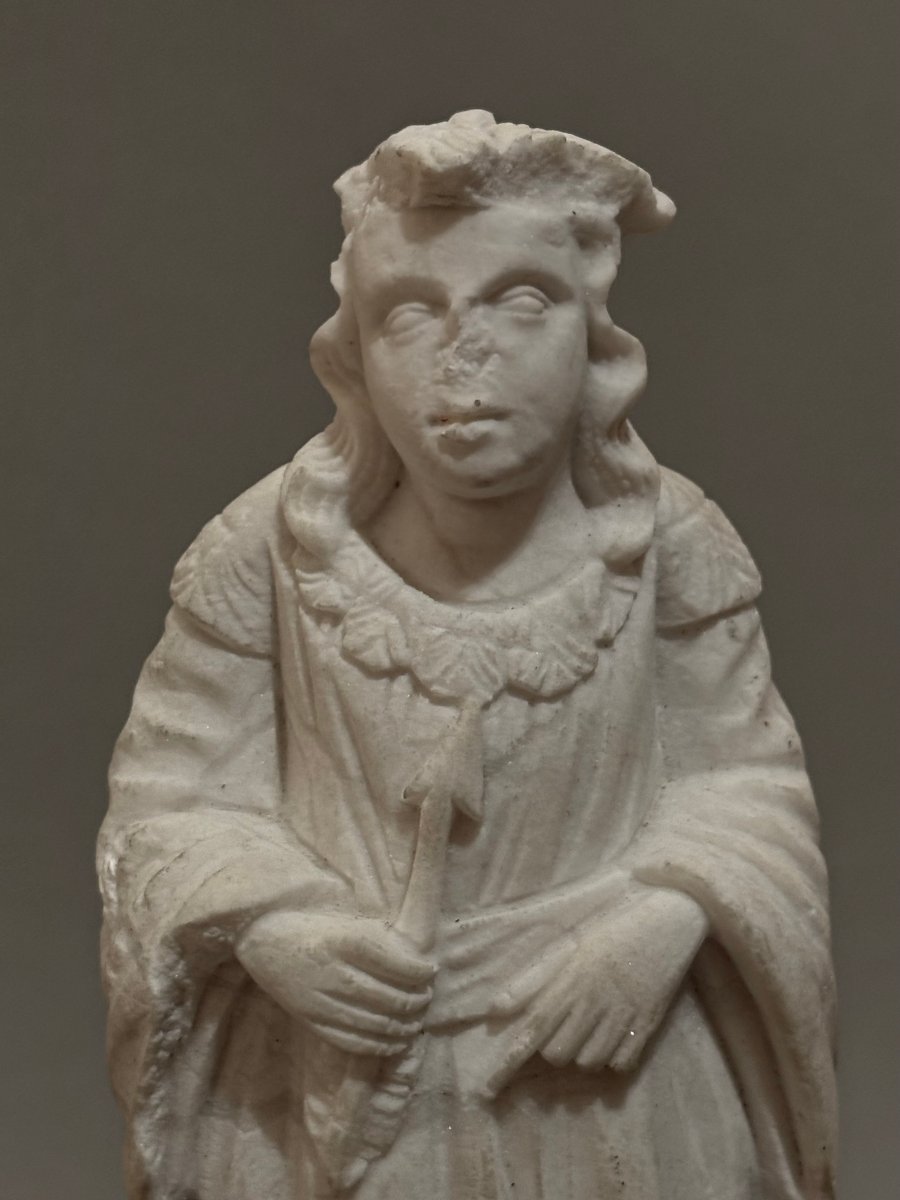 Saint Sébastien Vêtu, Sculpture en Marbre Renaissance Italien-photo-5
