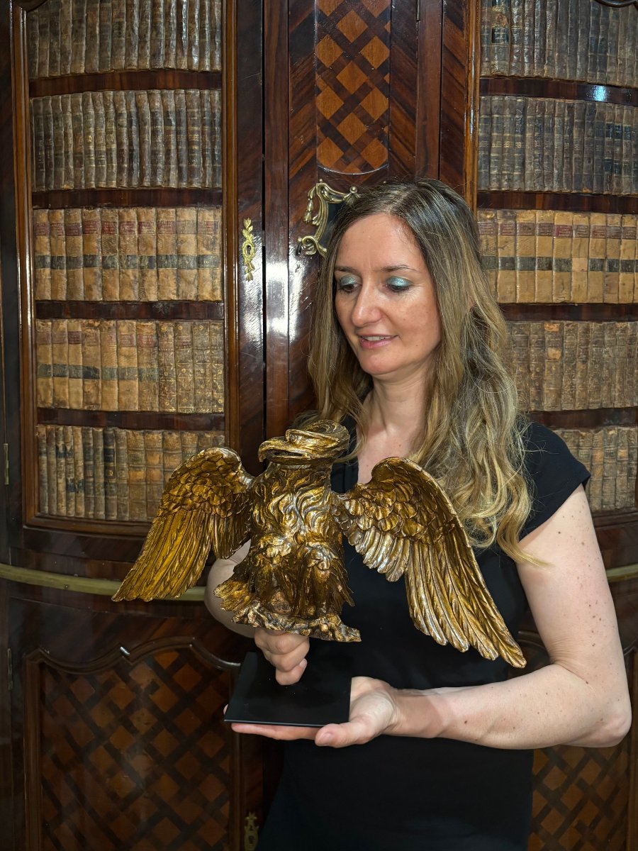 Neoclassical Eagle In Gilded Wood, Italy, 18th Century-photo-2