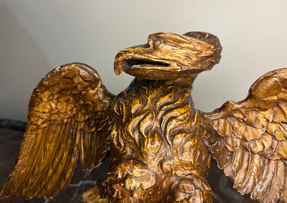 Neoclassical Eagle In Gilded Wood, Italy, 18th Century-photo-3