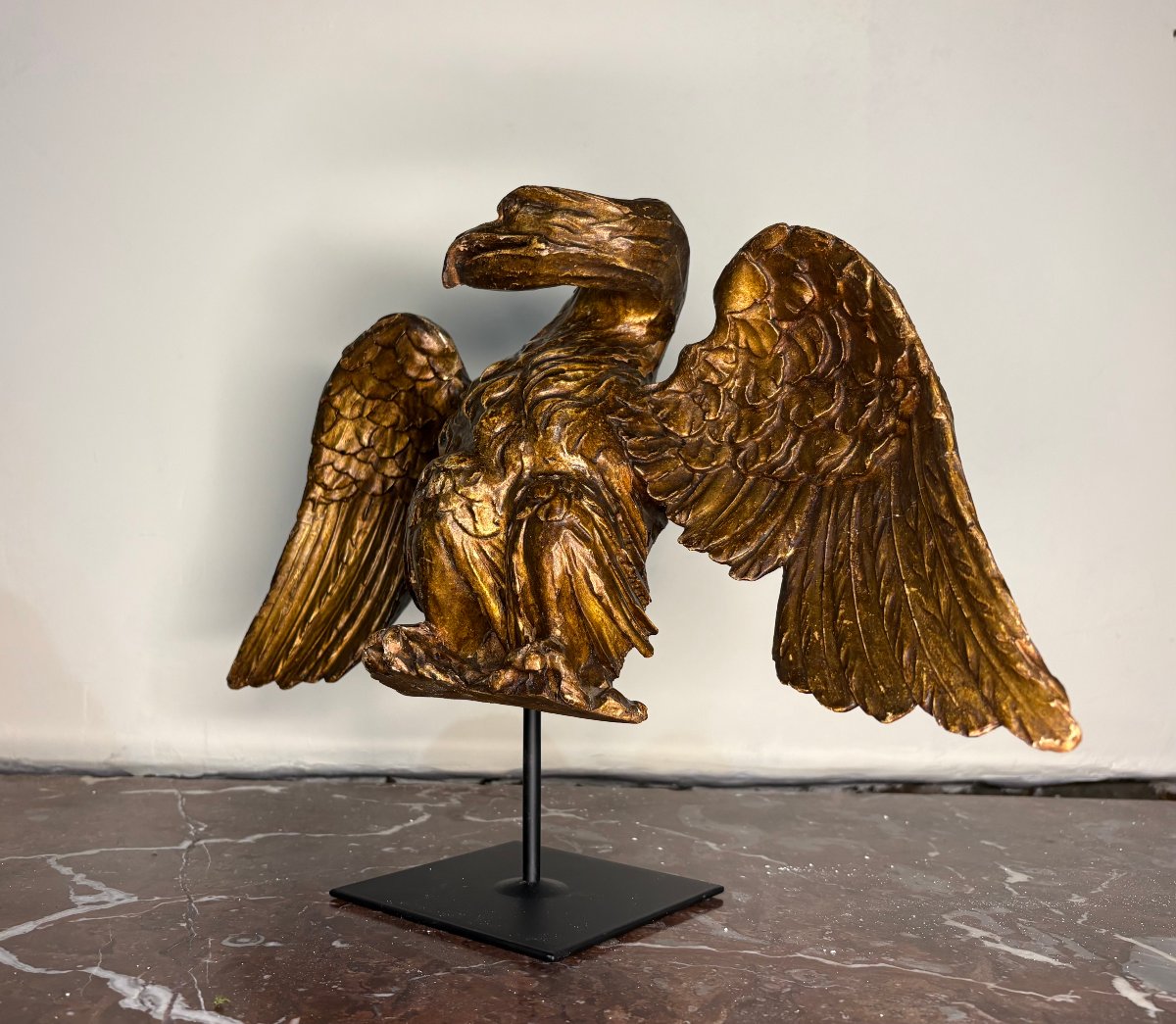 Neoclassical Eagle In Gilded Wood, Italy, 18th Century-photo-4
