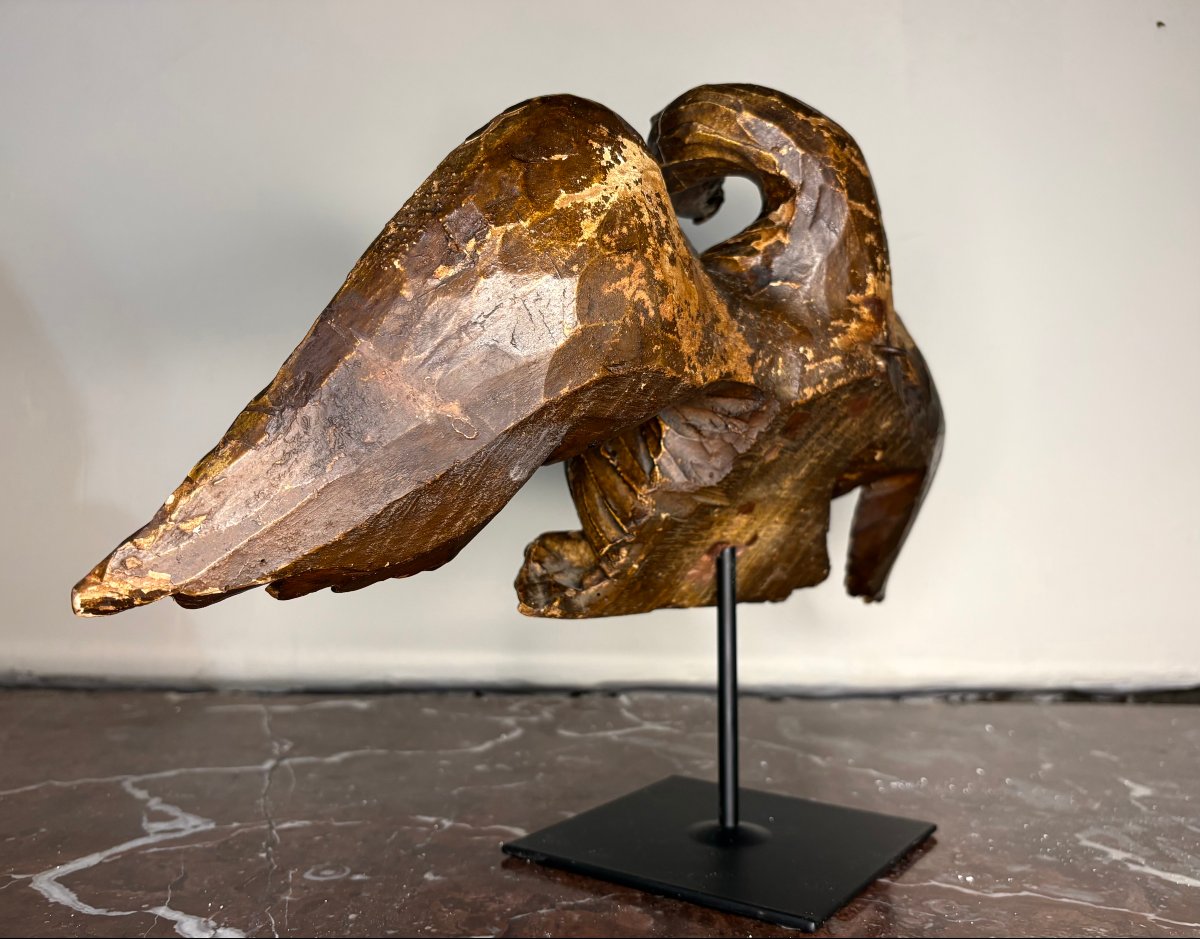 Neoclassical Eagle In Gilded Wood, Italy, 18th Century-photo-3