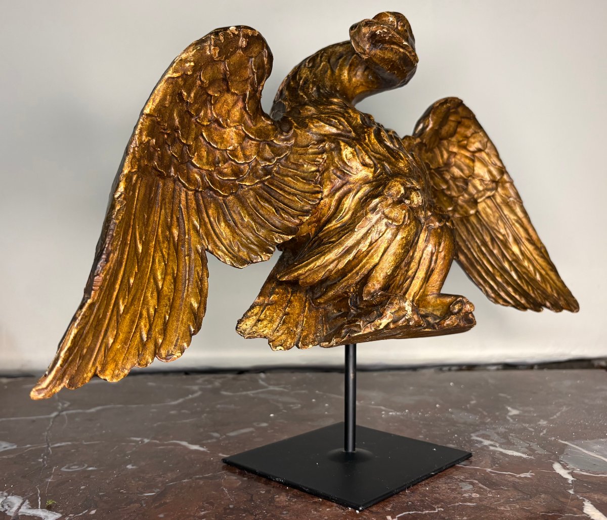 Neoclassical Eagle In Gilded Wood, Italy, 18th Century-photo-4