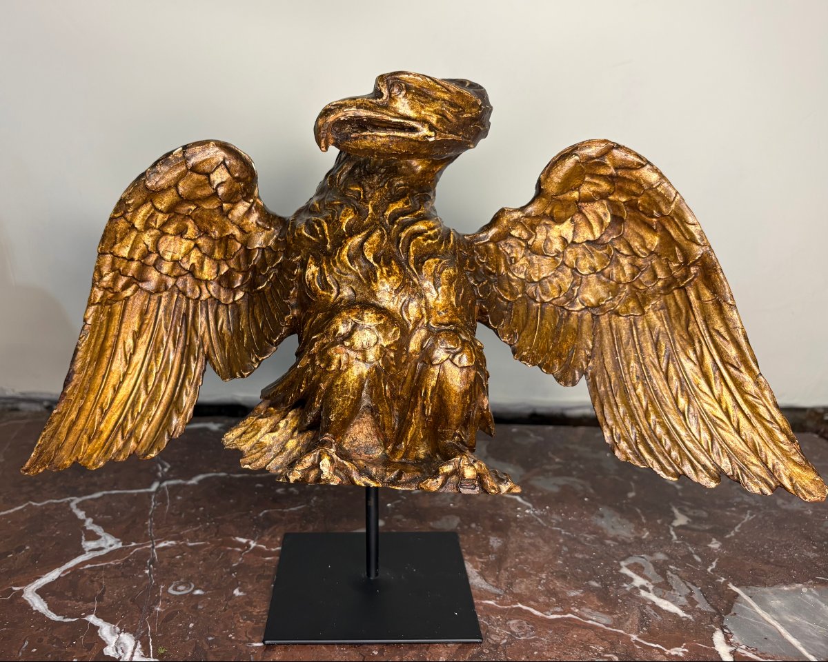 Neoclassical Eagle In Gilded Wood, Italy, 18th Century