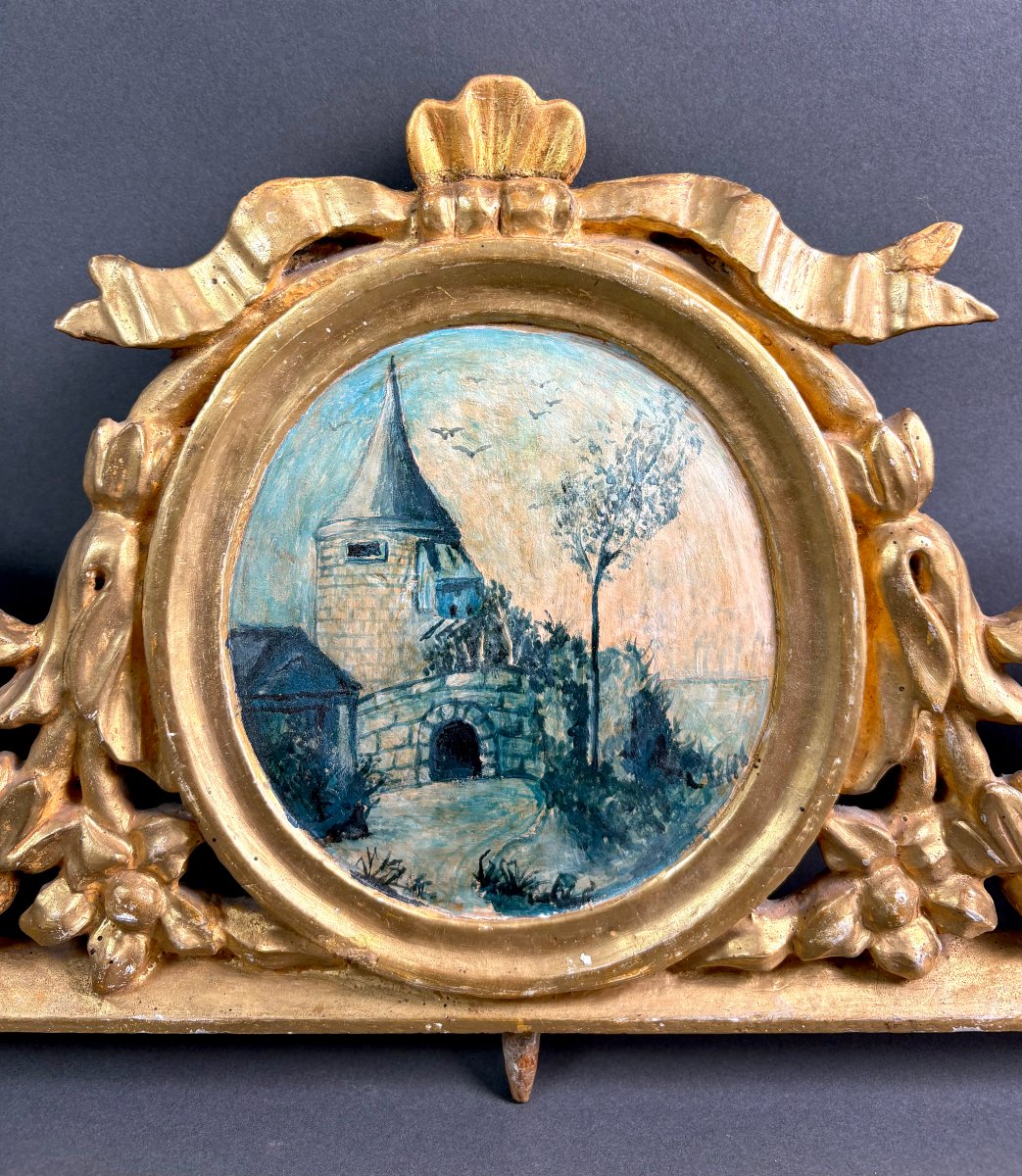 Grande Dessus de Porte Frise en Bois Doré Moitiè du 19éme-photo-3