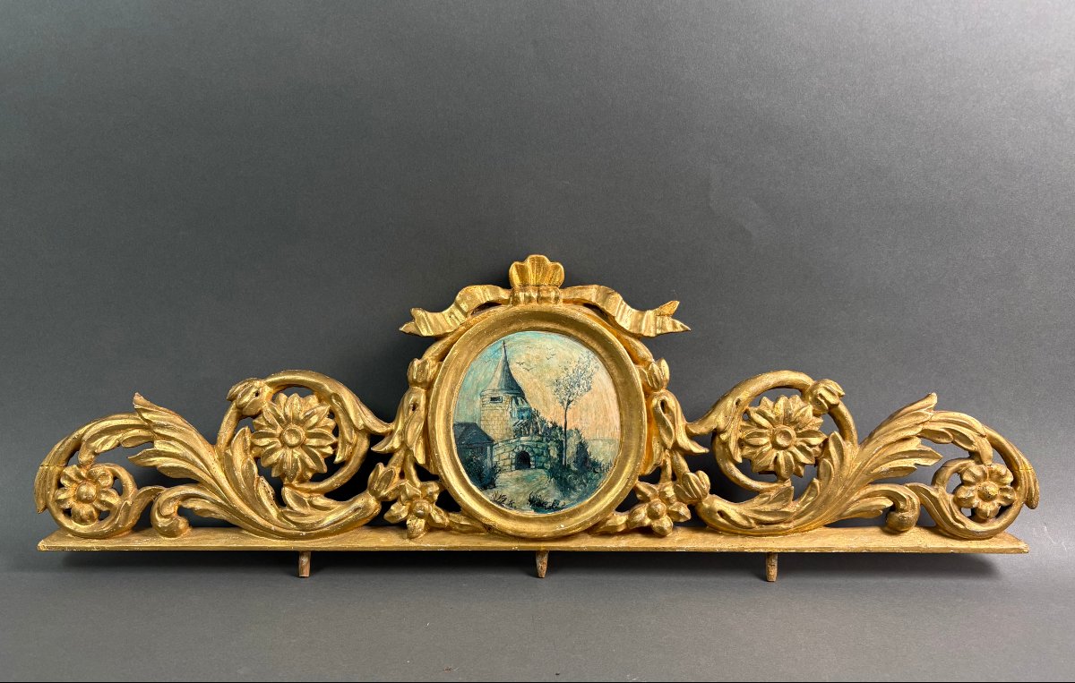Grande Dessus de Porte Frise en Bois Doré Moitiè du 19éme