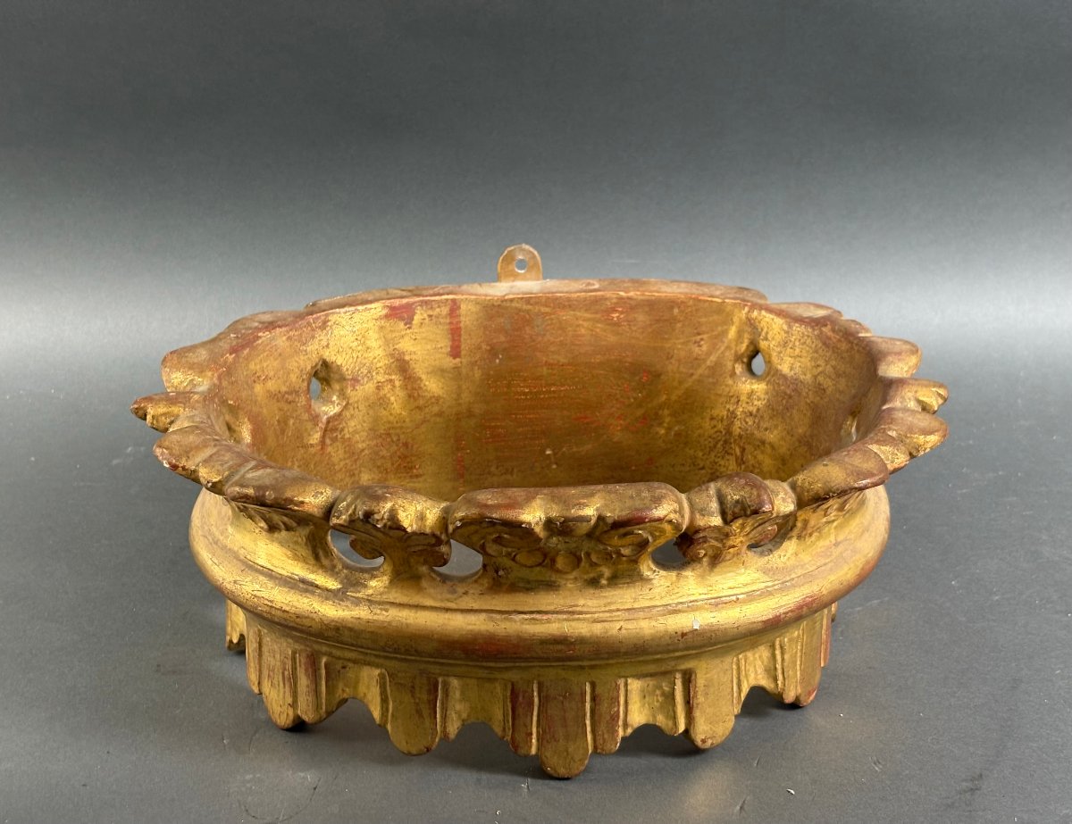 Couronne en Bois Doré Ciel de Lit circa 1850-photo-3