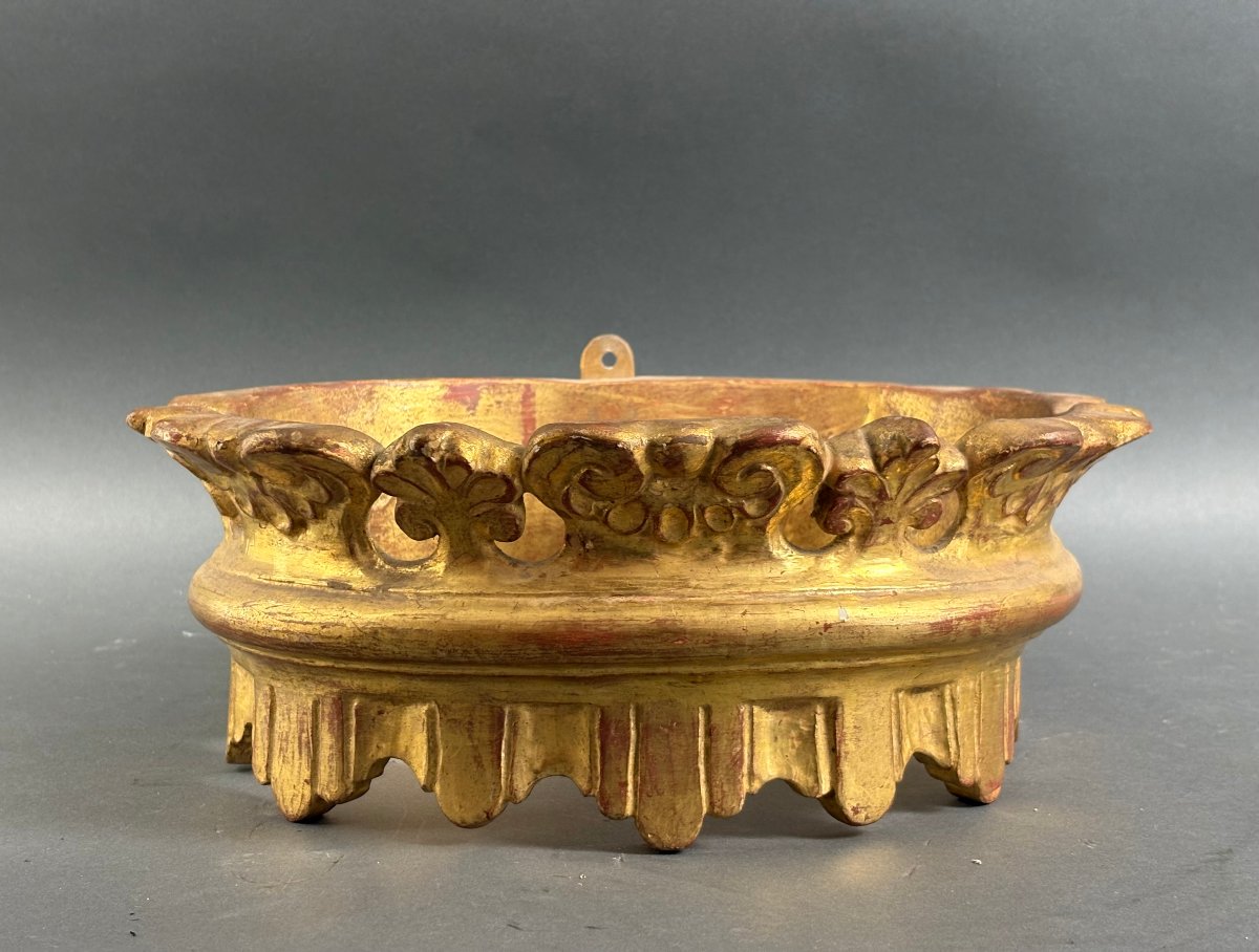 Couronne en Bois Doré Ciel de Lit circa 1850