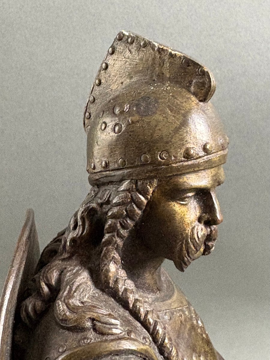 19th French School Bronze Sculpture Of King Clovis On Horseback-photo-2