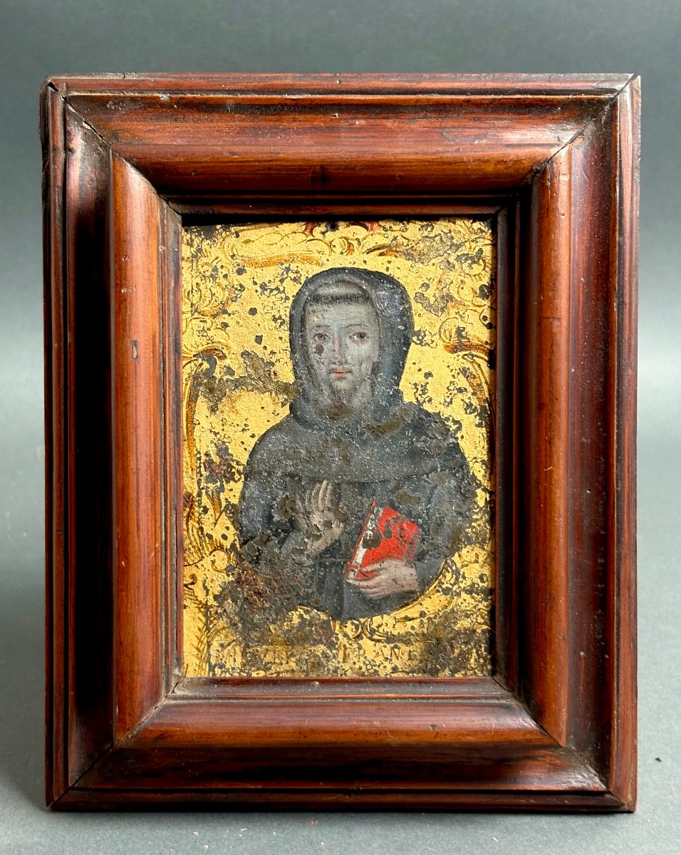  St. Francis Of Assisi, Painting On Tin, Venice, 17th Century.