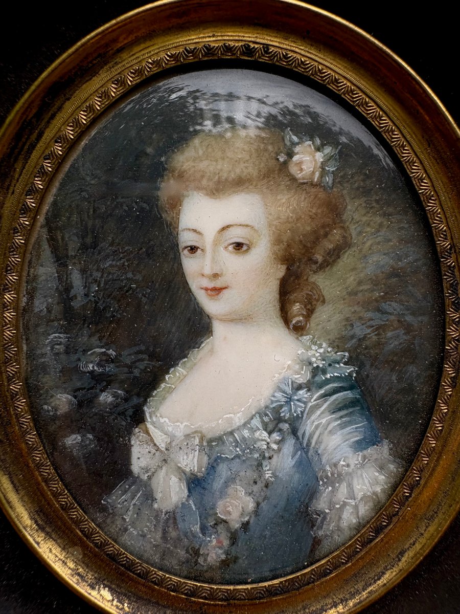 Portrait Of A  18th Lady, Oval Miniature, French School 