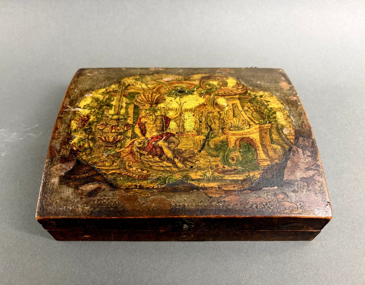 Lacquered Wooden Box In The “arte Povera” Style, Venice, 19th Century-photo-2