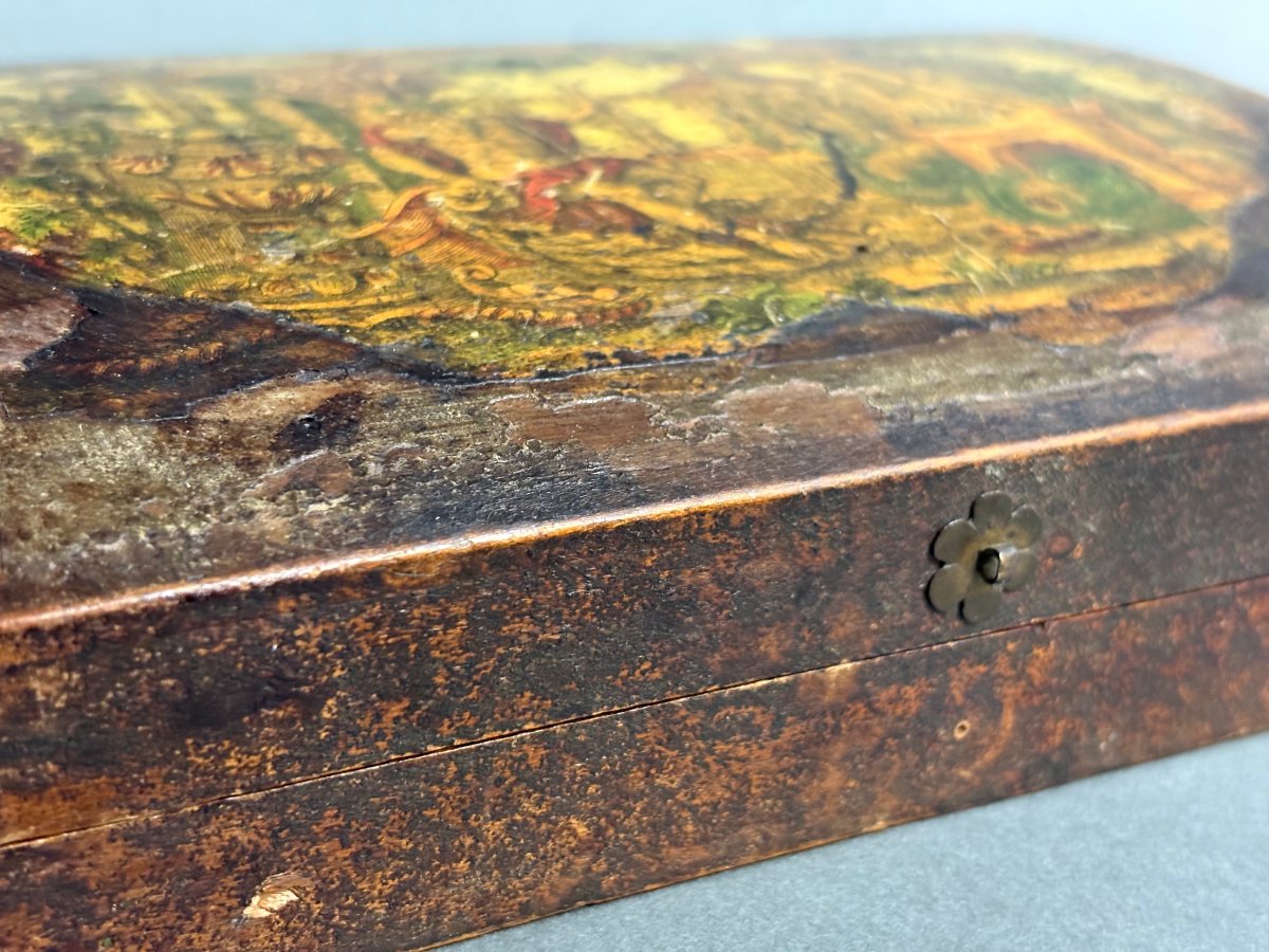 Lacquered Wooden Box In The “arte Povera” Style, Venice, 19th Century-photo-4