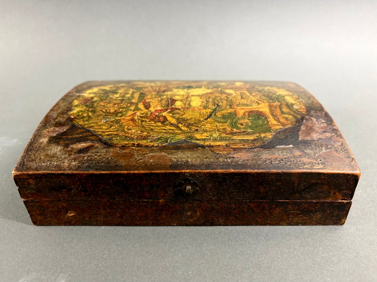 Lacquered Wooden Box In The “arte Povera” Style, Venice, 19th Century-photo-2
