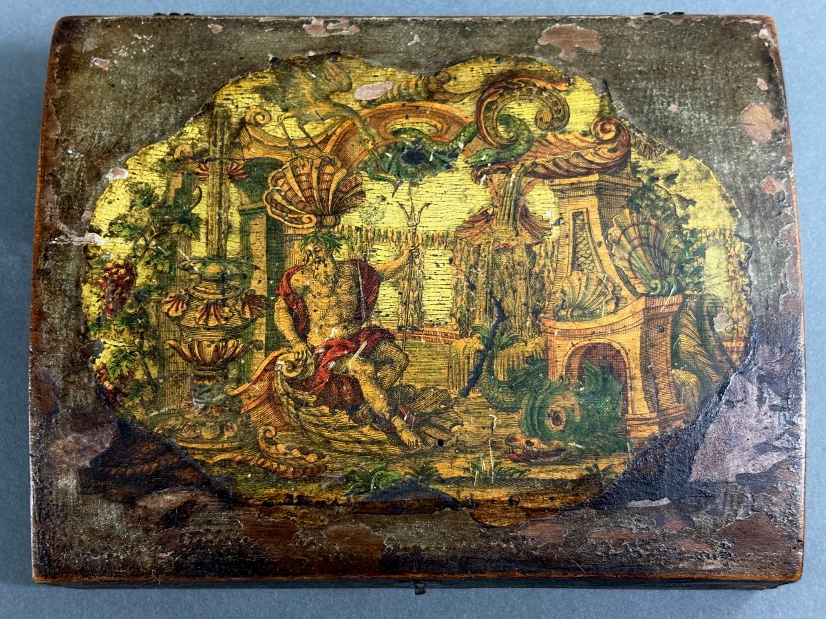 Lacquered Wooden Box In The “arte Povera” Style, Venice, 19th Century-photo-3