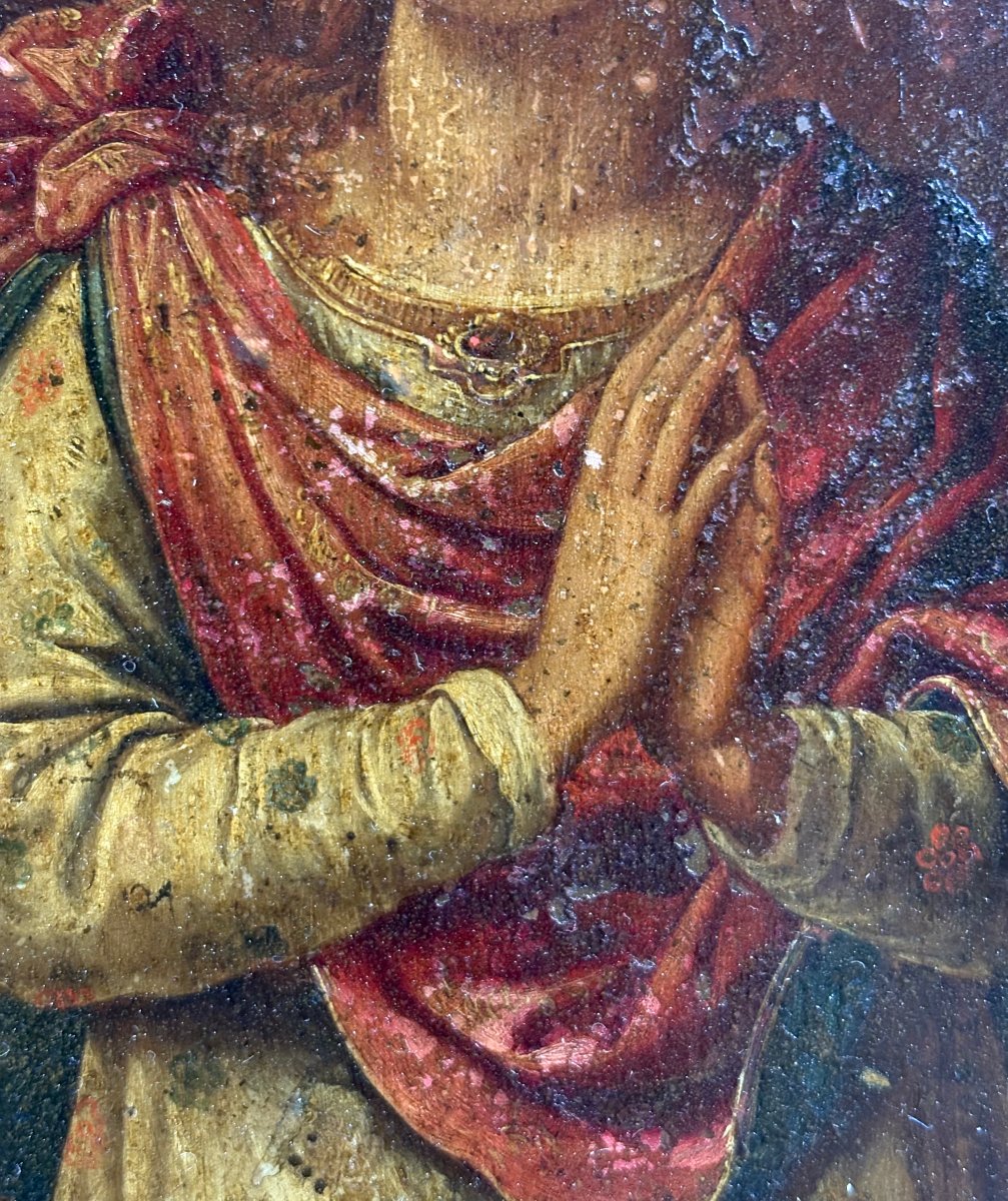  Sainte Catherine d'Alexandrie, Peinture  à l'Huile sur Cuivre, XVIIIe siècle-photo-3