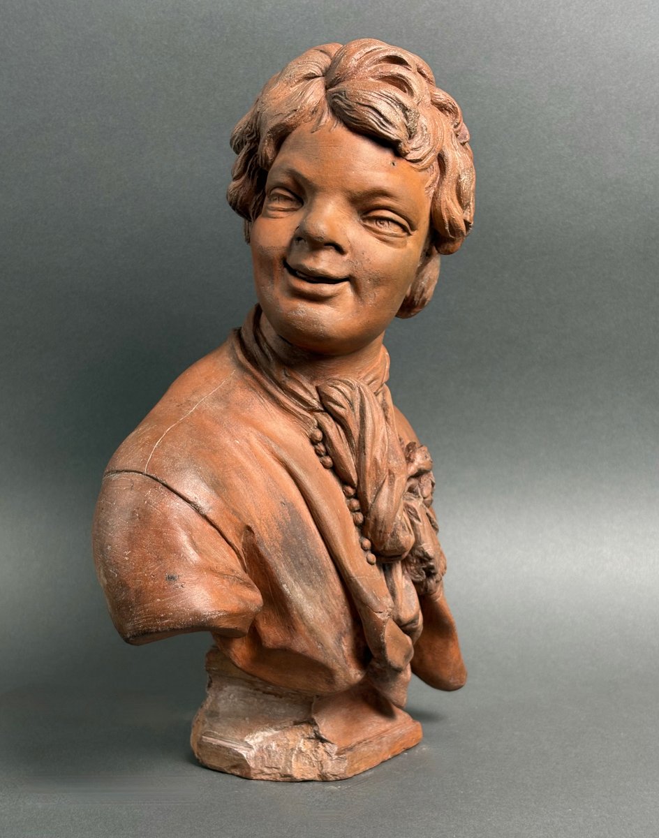 17th French Sculpture Terracotta Bust Signed Rifle Fecit 1693-photo-2