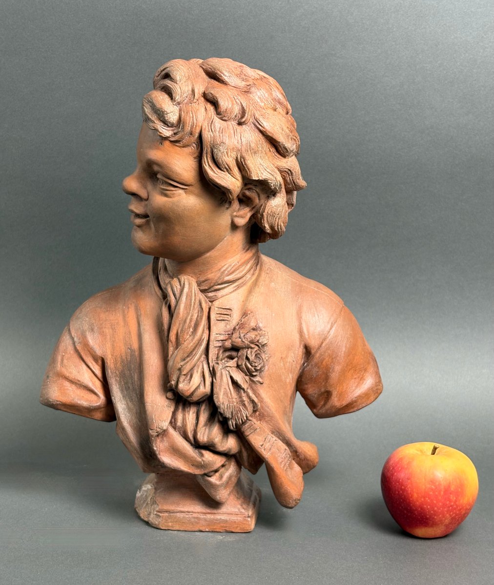 17th French Sculpture Terracotta Bust Signed Rifle Fecit 1693-photo-2