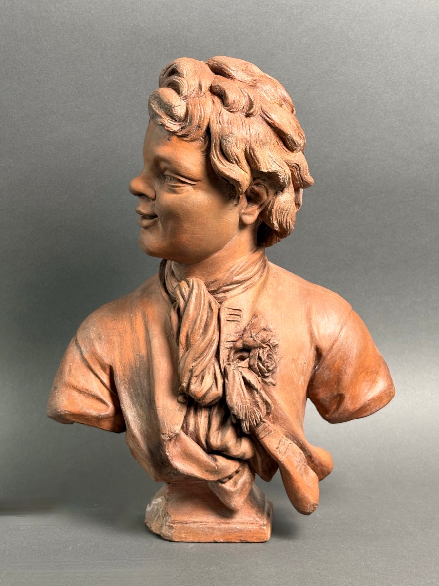 17th French Sculpture Terracotta Bust Signed Rifle Fecit 1693