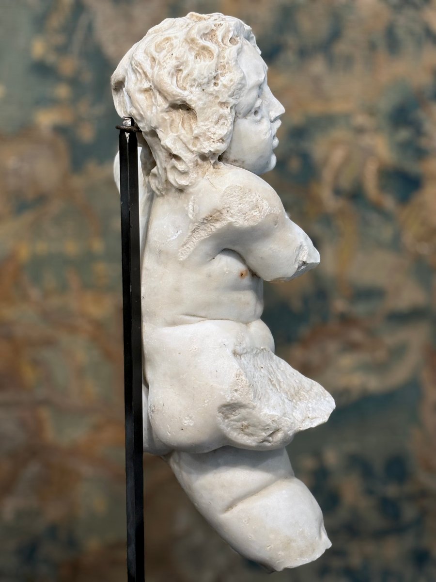 Putto en Marbre, Sculpture Baroque, Italie du Nord, XVIIe siècle.-photo-4