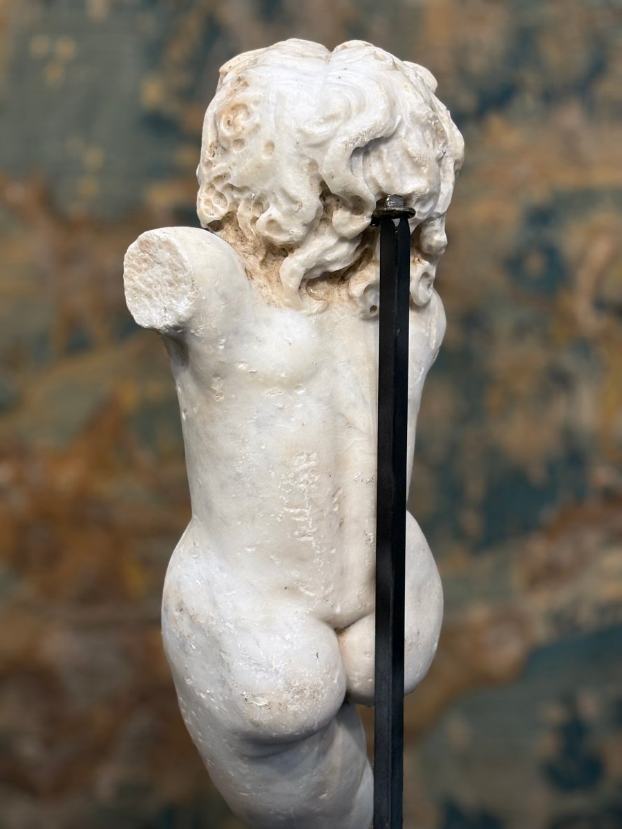 Putto en Marbre, Sculpture Baroque, Italie du Nord, XVIIe siècle.-photo-2