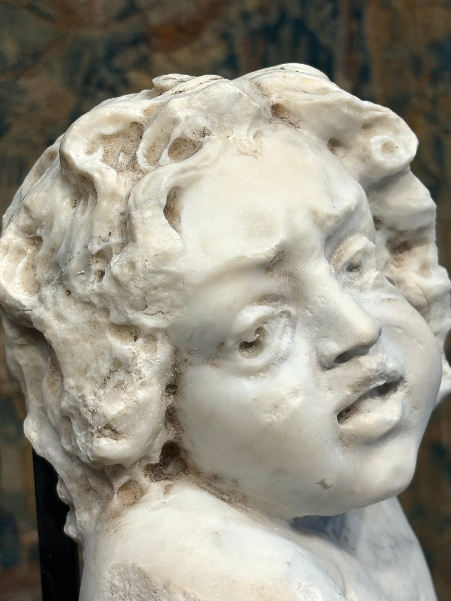 Putto en Marbre, Sculpture Baroque, Italie du Nord, XVIIe siècle.-photo-5