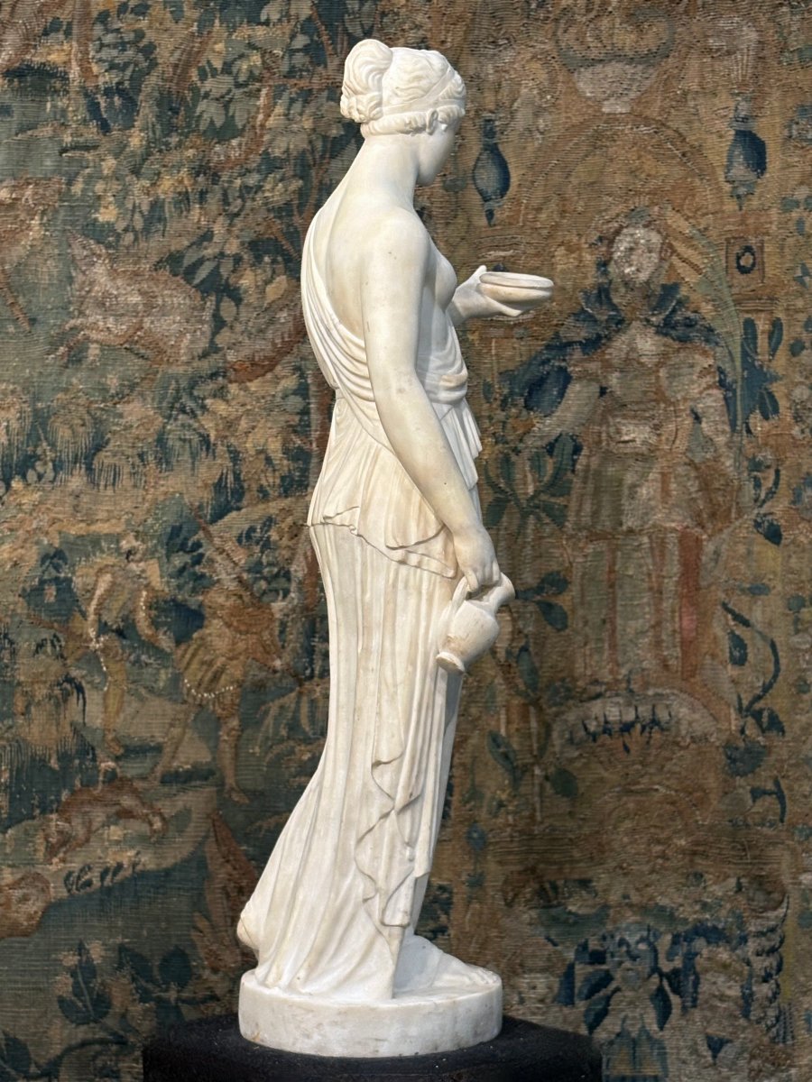 Hébé Grande Sculpture en Marbre Néoclassique d'après Berthel Thorvaldsen, XIXe siècle-photo-4