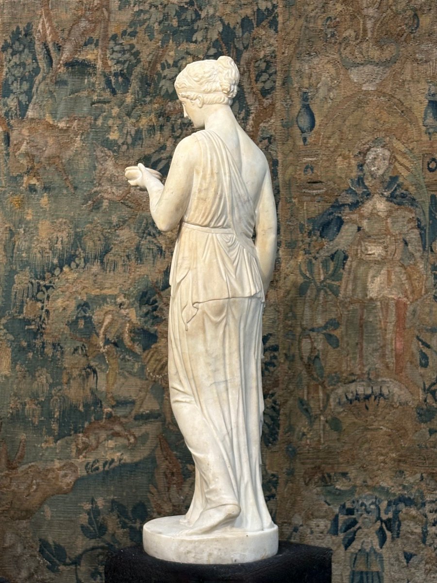 Hébé Grande Sculpture en Marbre Néoclassique d'après Berthel Thorvaldsen, XIXe siècle-photo-1