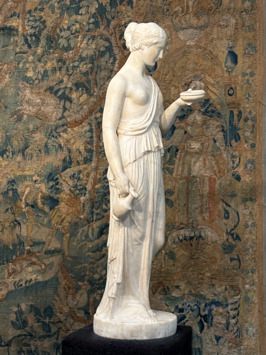 Hébé Grande Sculpture en Marbre Néoclassique d'après Berthel Thorvaldsen, XIXe siècle-photo-2