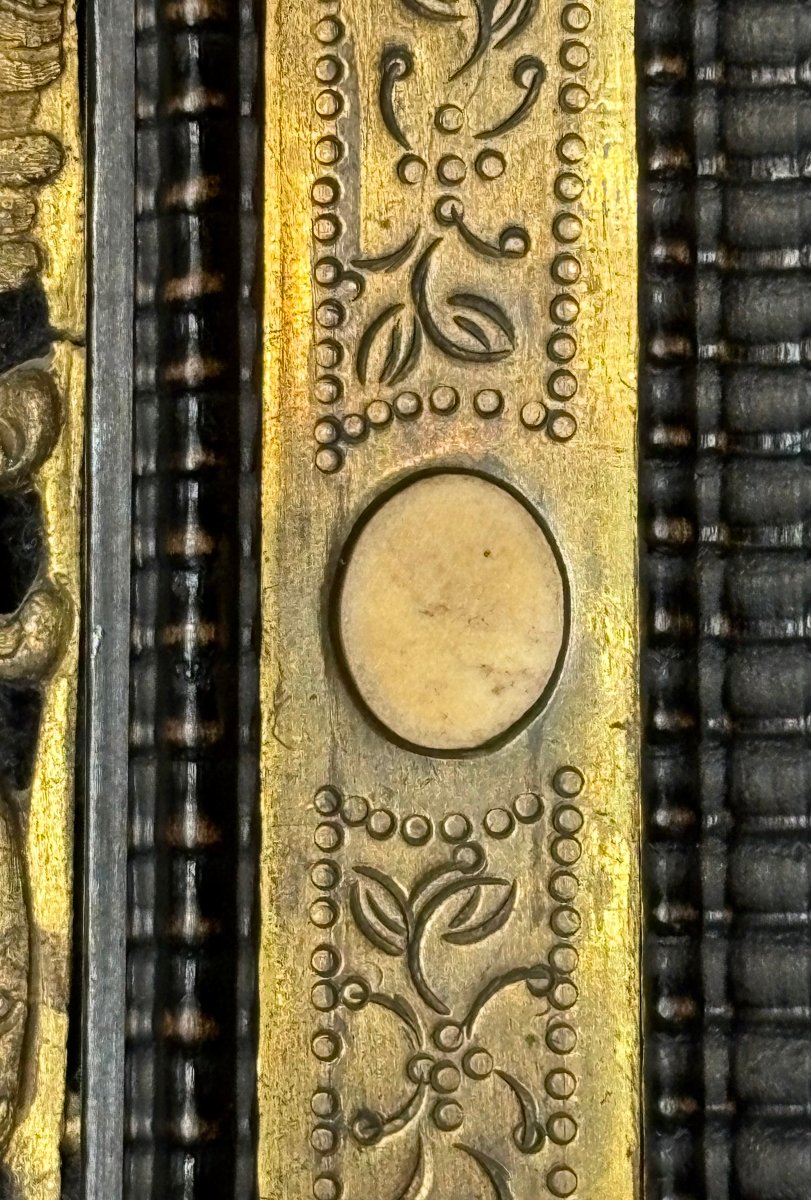 Cadre Bronze Doré et Pierres Dures Roma Grand Tour, XVIIIe siècle-photo-6