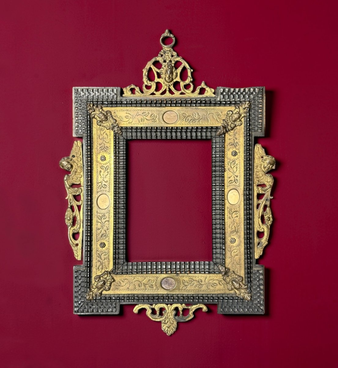 Cadre Bronze Doré et Pierres Dures Roma Grand Tour, XVIIIe siècle