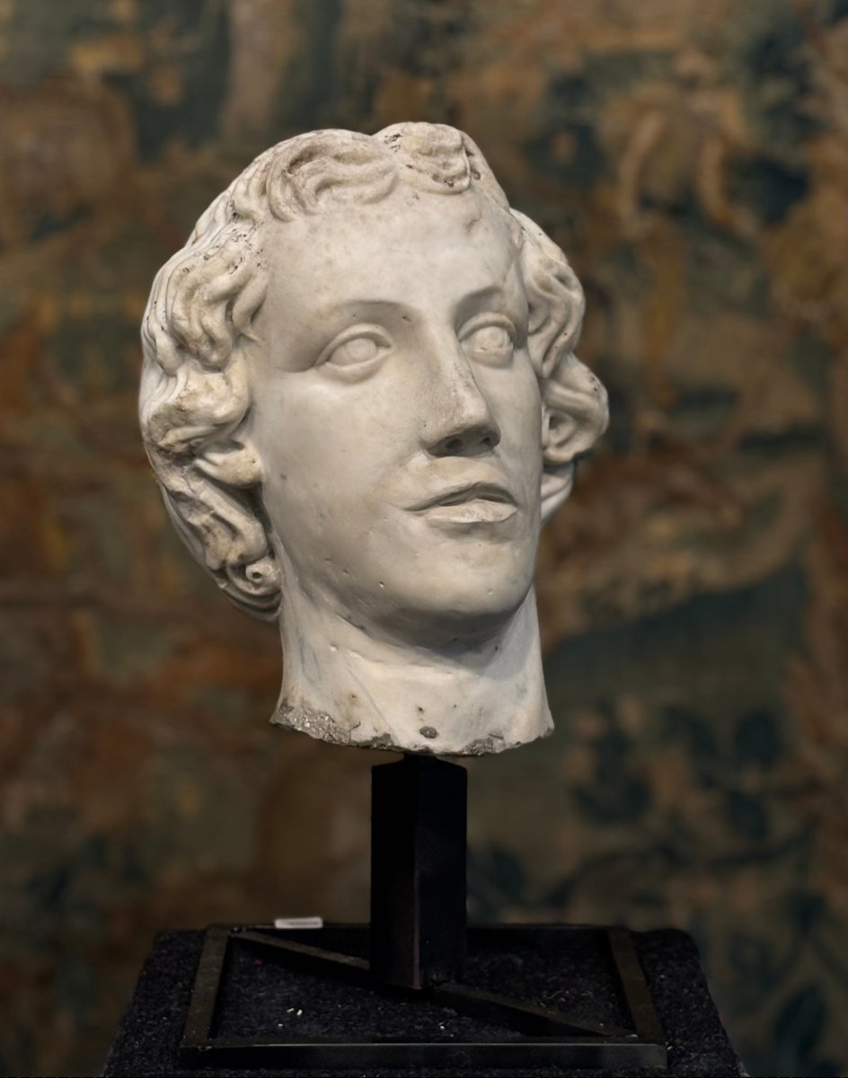 16th Large  Marble Head Of Alexander The Great Italian Renaissance -photo-3