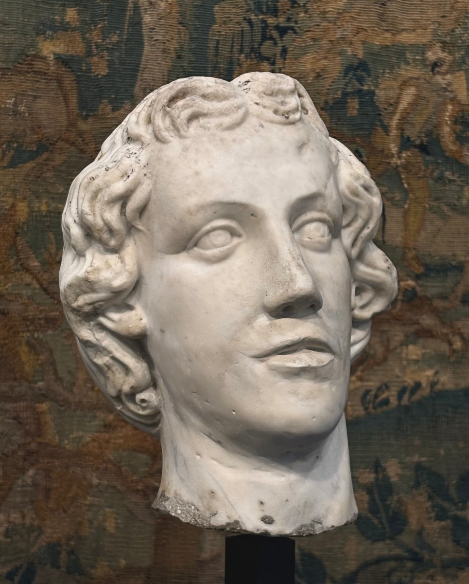 16th Large  Marble Head Of Alexander The Great Italian Renaissance 