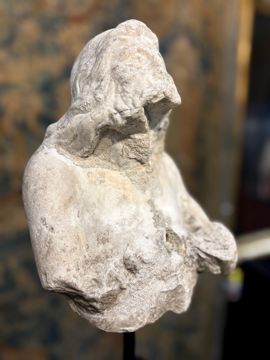 Triton en Marbre Fragment de Sculpture Baroque Italie 17éme-photo-4