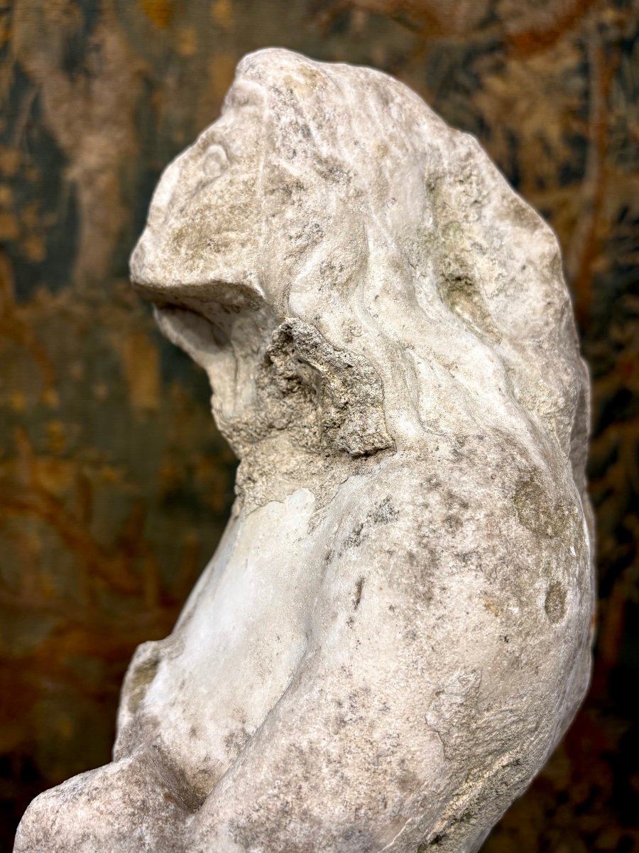 Triton en Marbre Fragment de Sculpture Baroque Italie 17éme-photo-2
