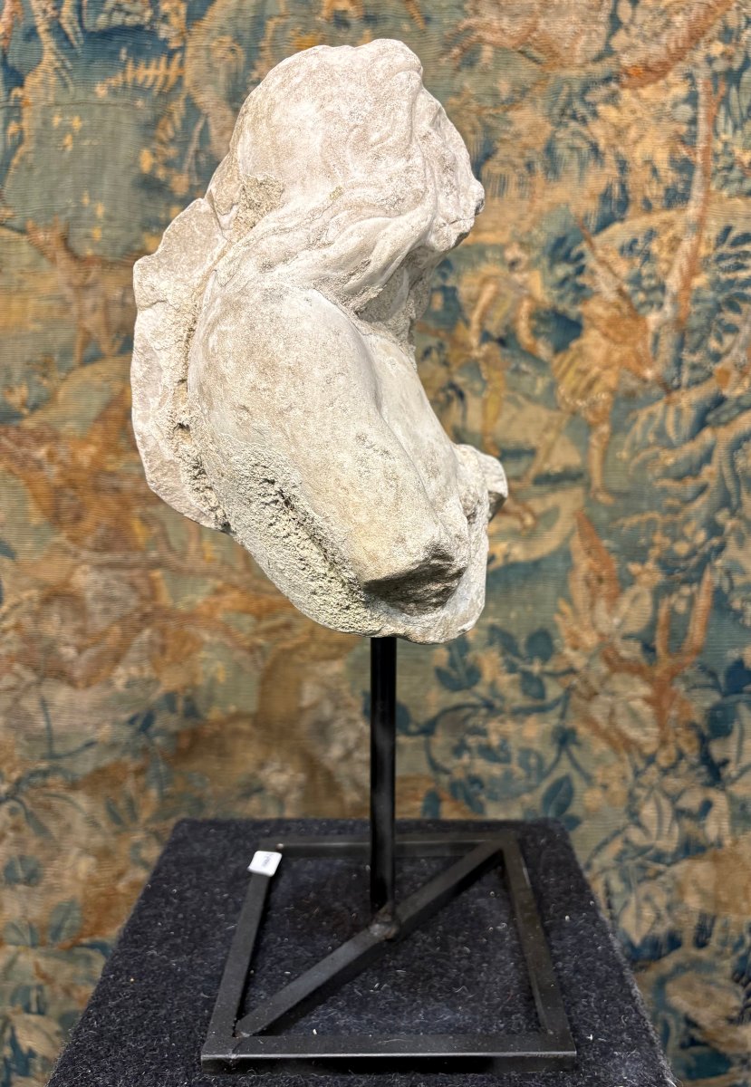 Triton en Marbre Fragment de Sculpture Baroque Italie 17éme-photo-4