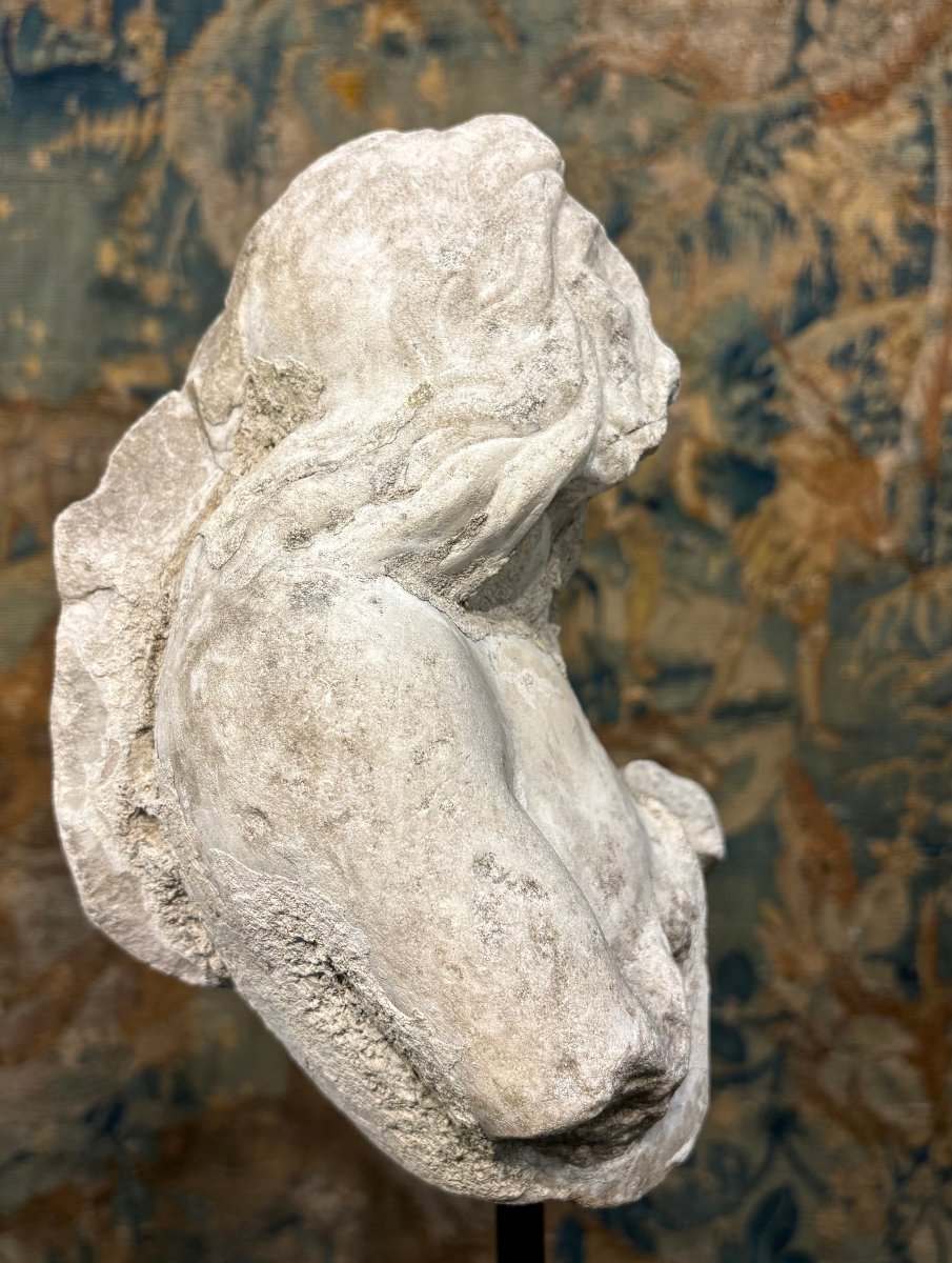 Triton en Marbre Fragment de Sculpture Baroque Italie 17éme-photo-6