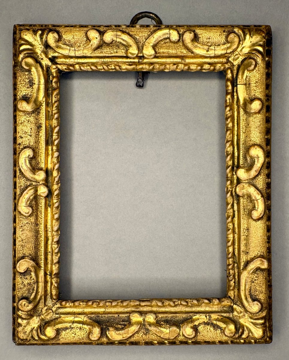 Collectible Frame, Carved And Gilded Wood, Northern Italy, 18th Century