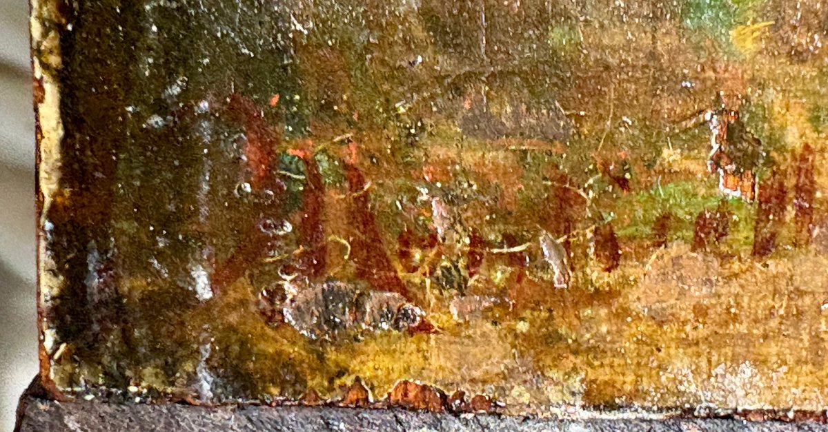 « Les Grâces au Bain », Tableau signé A. Monticelli 1854 Huile sur Bois-photo-5