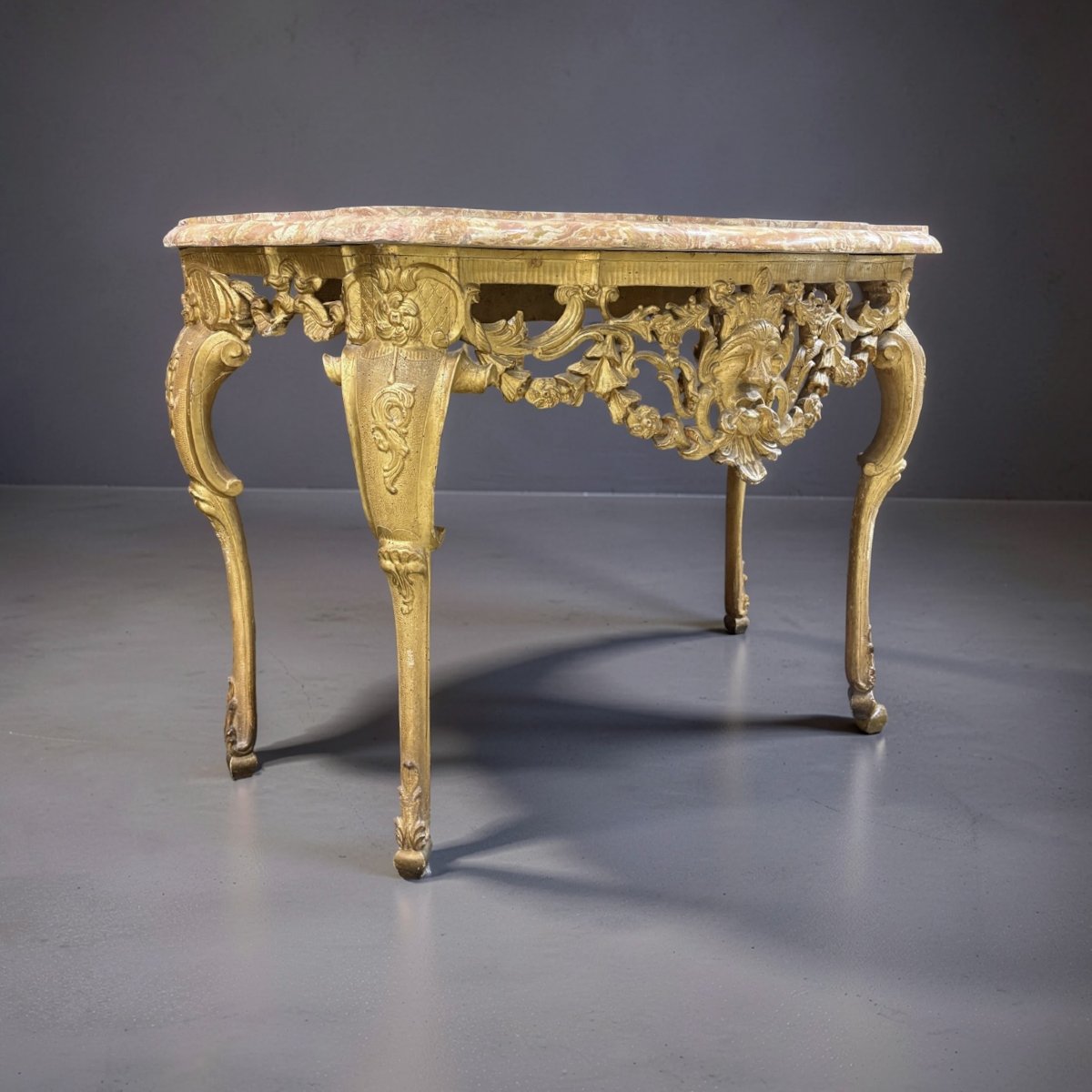 Console à Mascaron Louis XV en Bois Doré Italie 18éme-photo-2