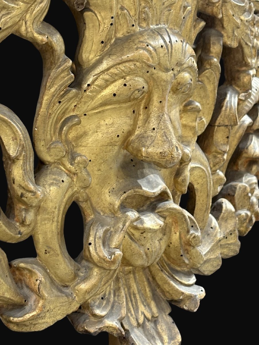 Console à Mascaron Louis XV en Bois Doré Italie 18éme-photo-4