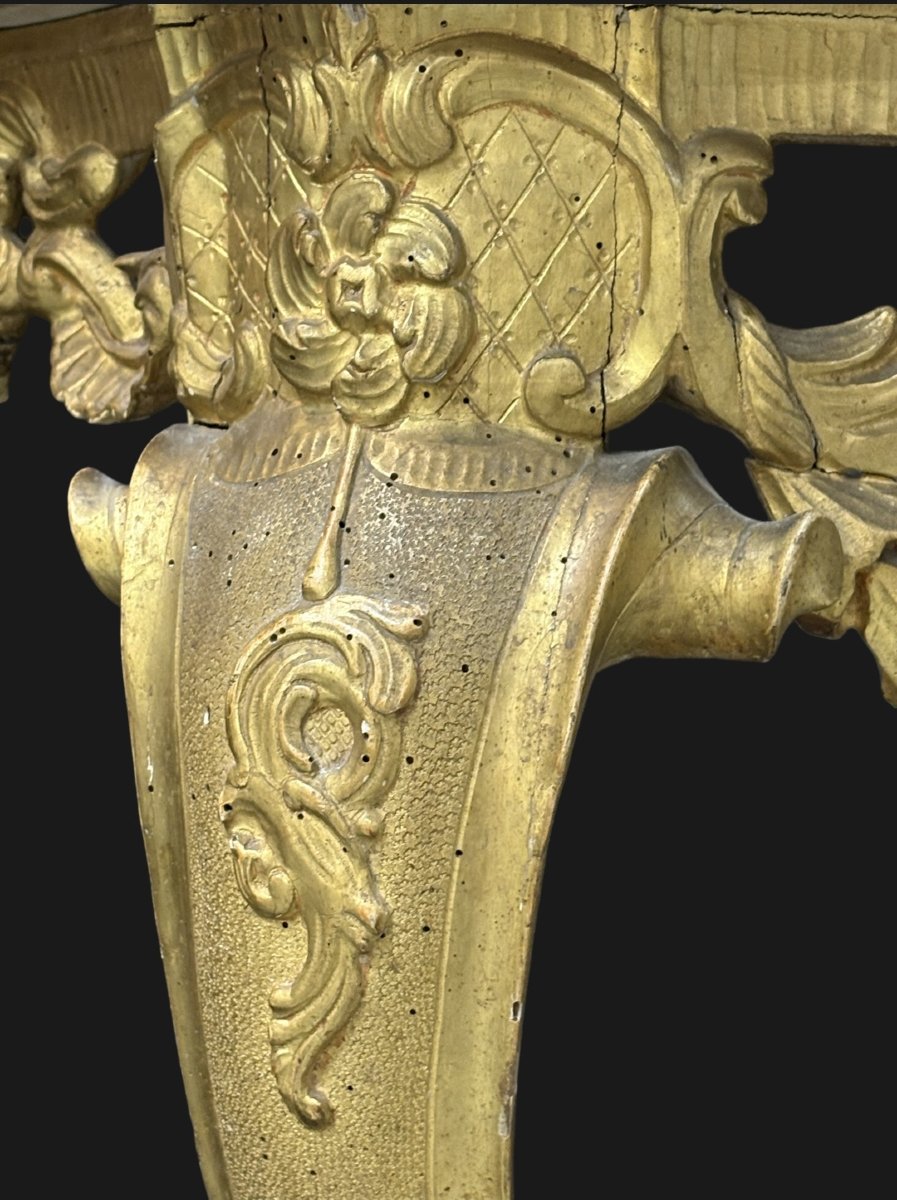 Console à Mascaron Louis XV en Bois Doré Italie 18éme-photo-6