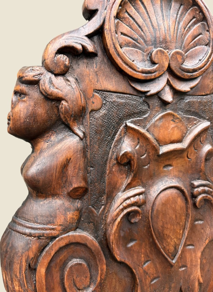 Pair Of Stools Grotesque And Coat Of Arms Neo-renaissance Style-photo-1