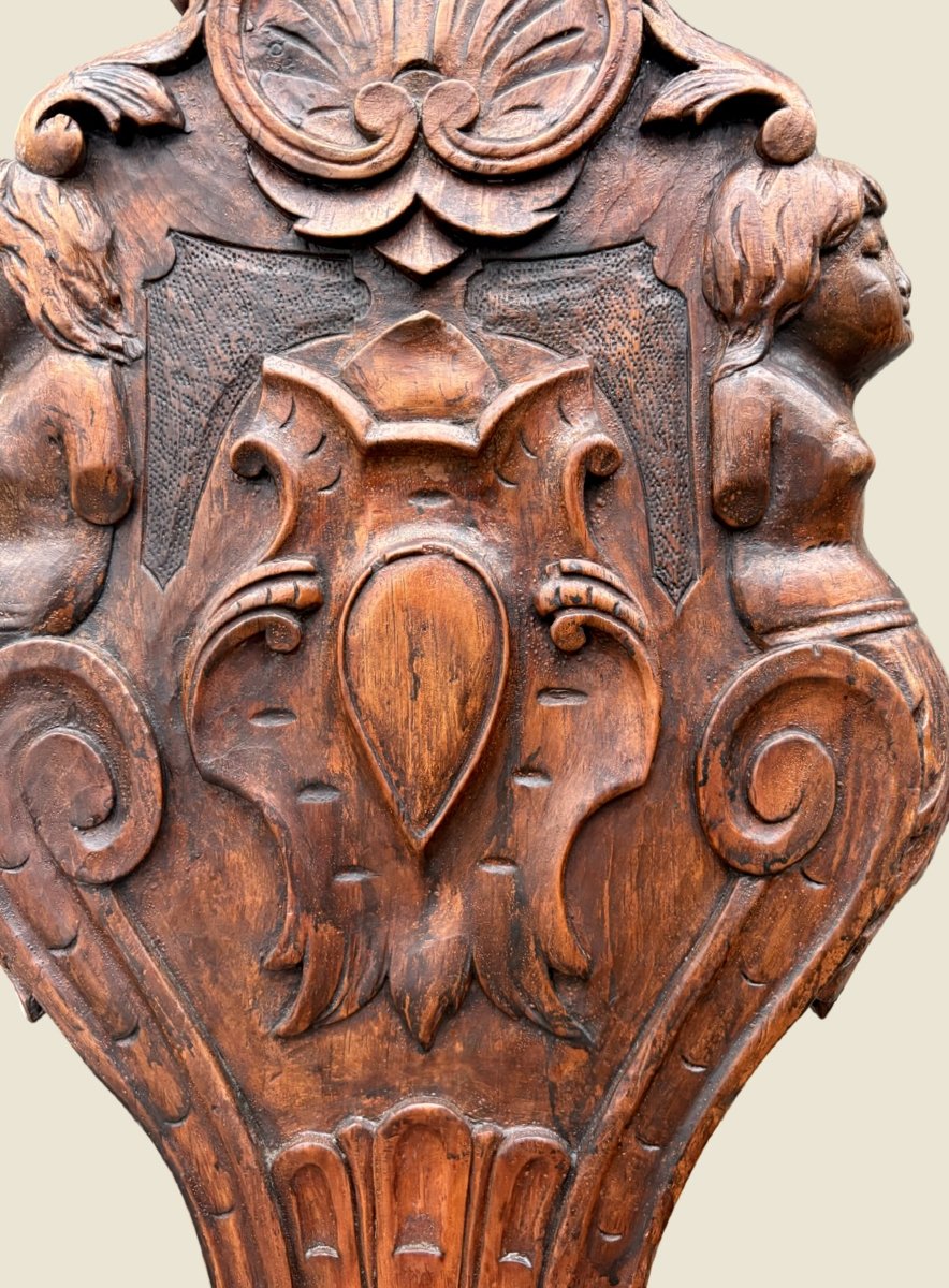 Pair Of Stools Grotesque And Coat Of Arms Neo-renaissance Style-photo-5