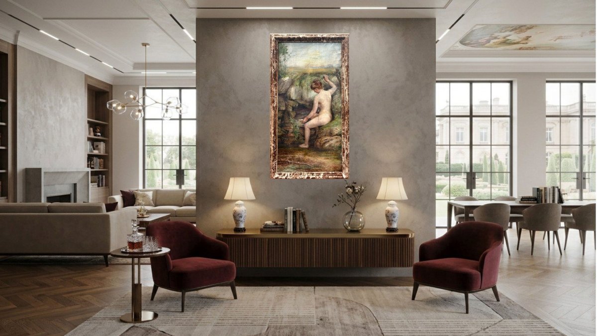 « La Source », Grande Peinture dans le goût de Gustave Courbet, XIXe siècle.-photo-3